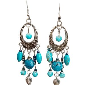 New Turquoise and Silver Dangle Earrings